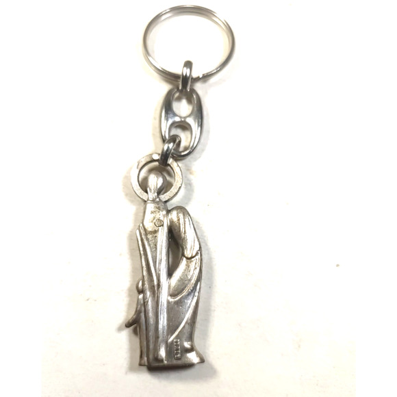 Stylized Joseph Mary Jesus Silver Tone Keychain Religious Made in Italy - Picture 6 of 6